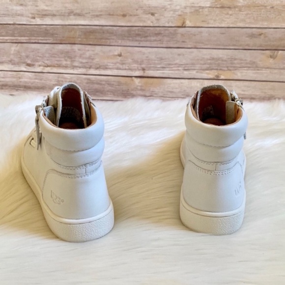 UGG White Leather Olive High Top Sneakers - Picture 6 of 7